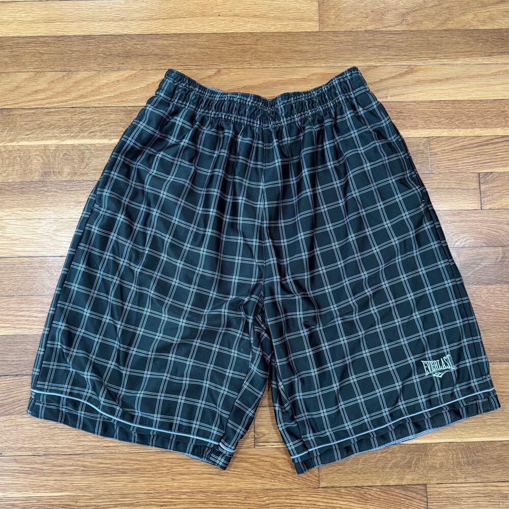 Vintage Y2K Shorts Baggy Everlast Black Grey Reversible Mens Medium 2000s